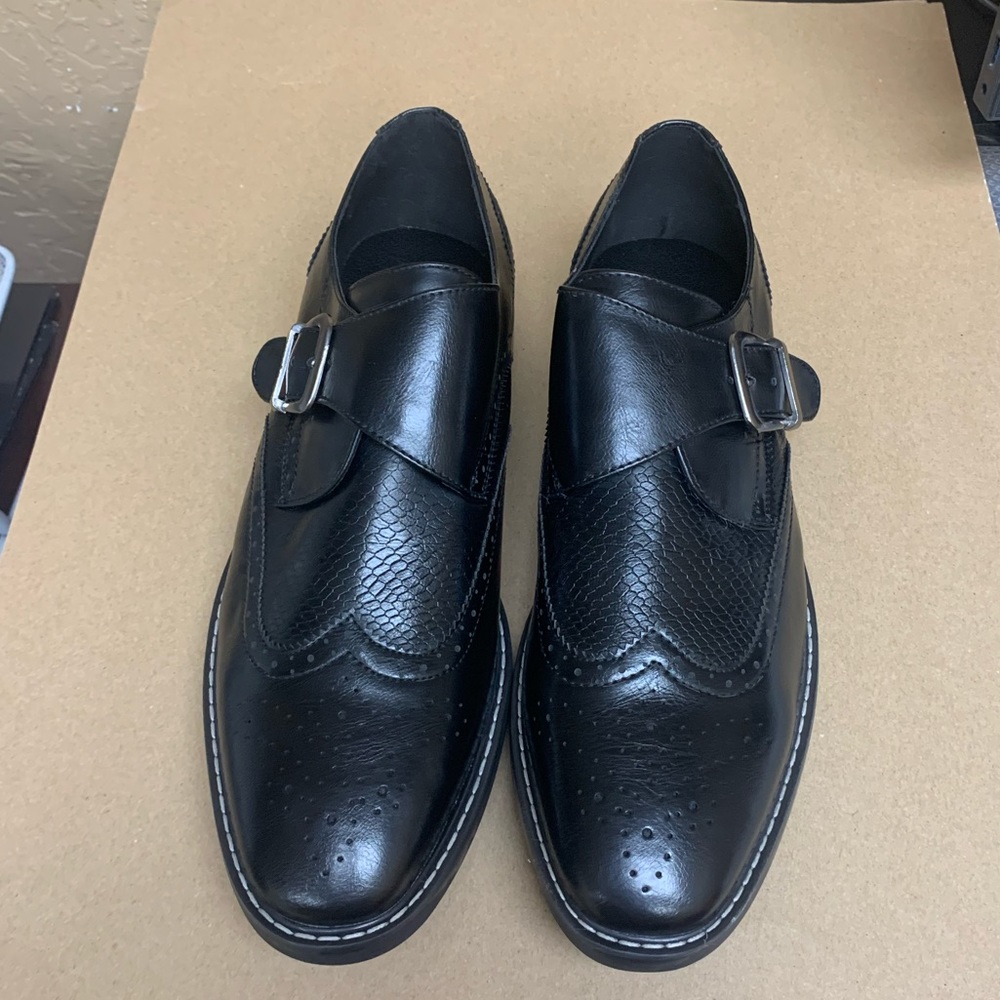 GM GOLAIMEN Men's Monk Strap Dress Shoes Black New In Box